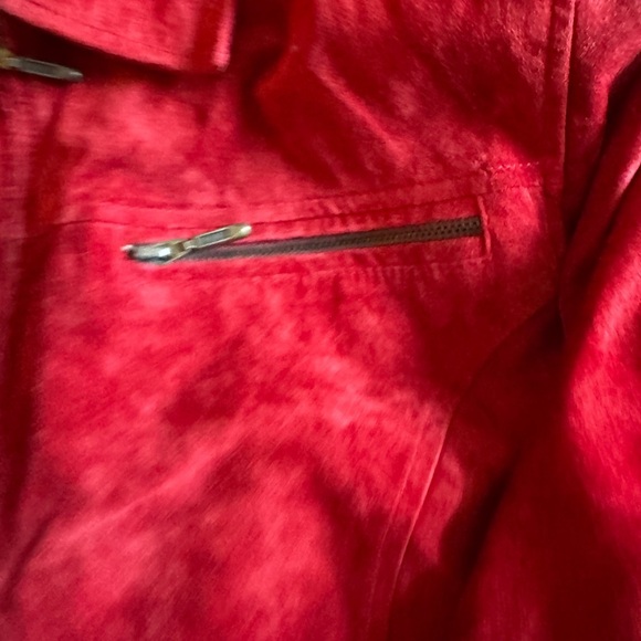 Jessi Lee Red Suede Leather Hip-length Jacket Women’s Size M Vintage Full Zip - Picture 4 of 15